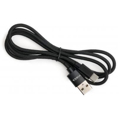 Дата кабель USB 2.0 AM to Type-C 1m nylon black Vinga (VCPDCTCNB1BK) (VCPDCTCNB1BK) | Зображення 2