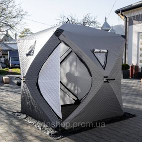 Палатка зимняя утепленная "Куб" 210х210х210 для рыболова туризма кемпинга и путешествий Серая LU-BD18G