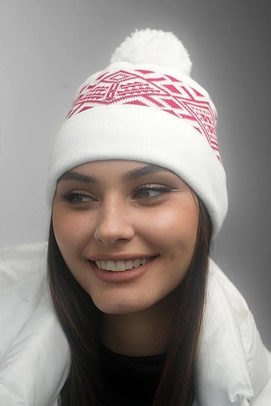 Шапка «Skier» (7217) белый + красный