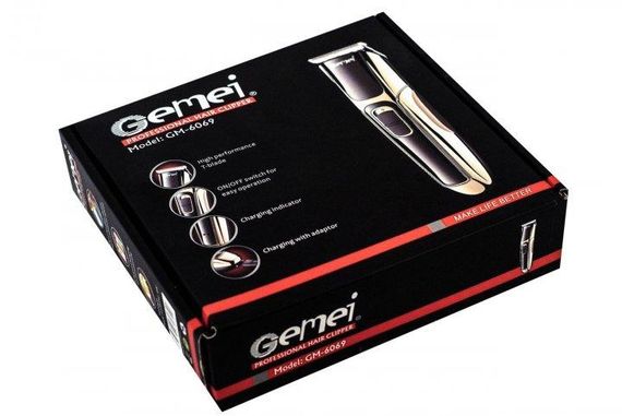 Профессиональная аккумуляторная машинка Gemei GM-6069 для стрижки волос с насадками беспроводная | Зображення 3