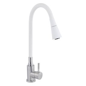Смеситель для кухни Lidz Aria 015F31 с гибким изливом (k35) LDARI015F31WNK36981 White / Nickel