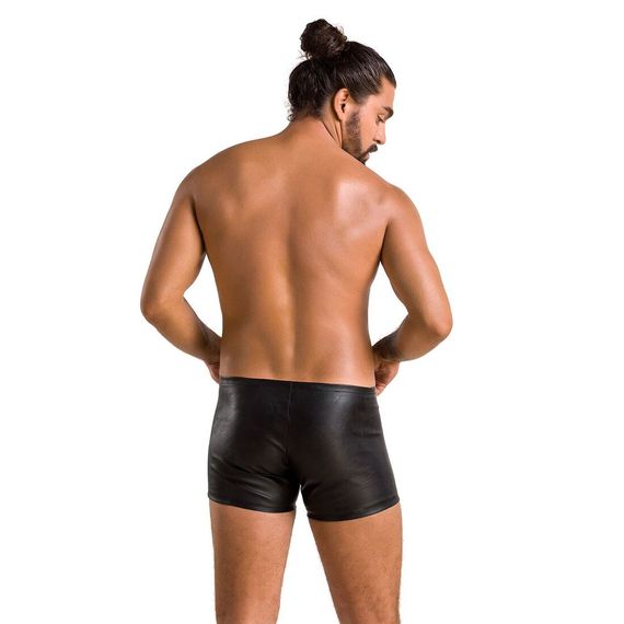Чоловічі шкіряні боксери з блискавками Passion 049 SHORT MATT S/M Black | Зображення 3