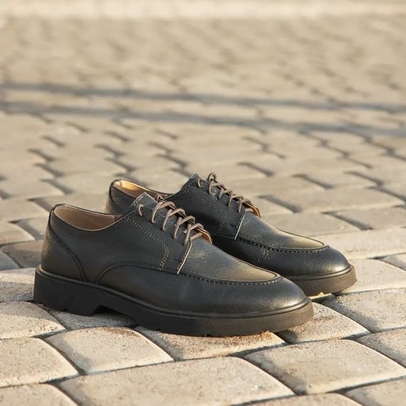 Casual мужские туфли. Черные кожаные дерби для важных событий! 42 размер | Зображення 3