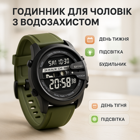 Водонепроникний годинник SKMEI, Годинник наручний електронний для хлопця військовий чоловічий LX-72