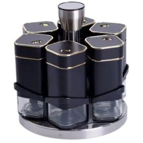 Набор баночек для специй 6 шт на поставке по 120 мл карусель Черный HP-1308