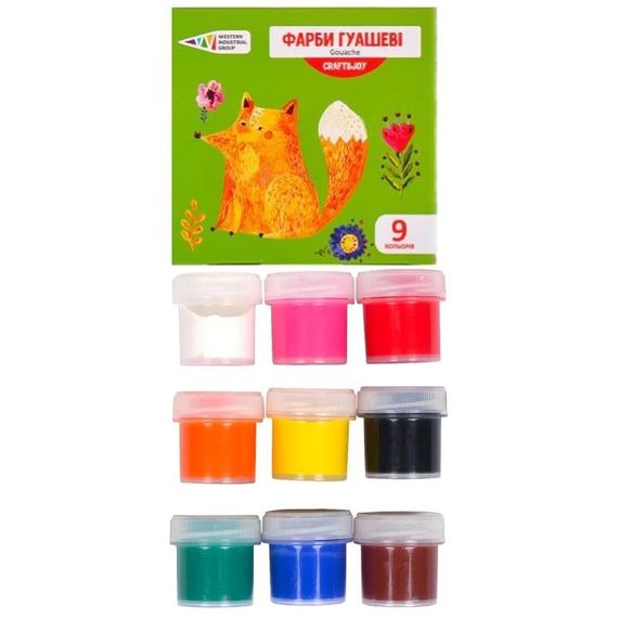 Детские гуашевые краски "Craft & Joy" 221032/Cr 9 цветов, по 10 мл | Зображення 1