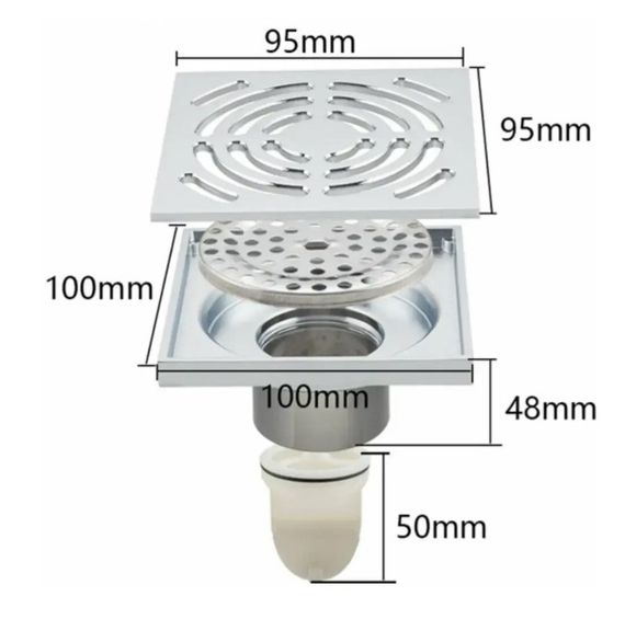 Душовий трап Gappo 100х100 мм, хром G81052 | Зображення 1