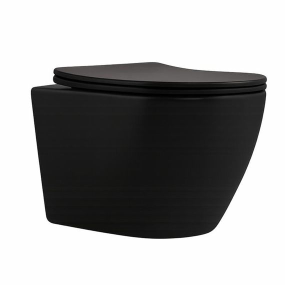 Унитаз подвесной Qtap Robin New Ultra Quiet безободковый с сиденьем Soft-close MATT BLACK QT13332381АSMB