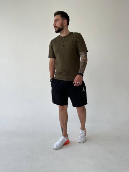 Мужской легкий летний костюм двойка с шортами, размер 54, цвет черный с хаки | Зображення 2