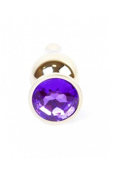 Анальна пробка з фіолетовим каменем Plug-Jewellery Gold BUTT PLUG-Purple | Зображення 1