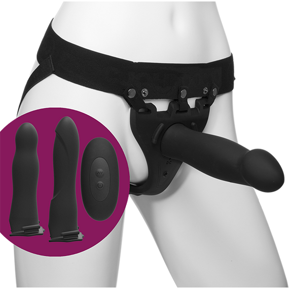 Набір для страпона з вібрацією Doc Johnson Body Extensions - BE Naughty - Black Sex Aura | Зображення 1