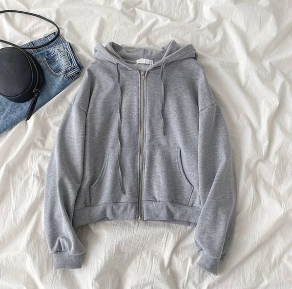 Женская укороченная толстовка на молнии оверсайз GF313 цвет серый, размер 48/52