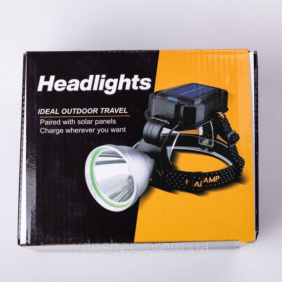 Налобний ліхтар акумуляторний зі швидкою зарядкою 16х10х13 см LED зарядка від сонячної панелі HP-JG-5 | Зображення 8