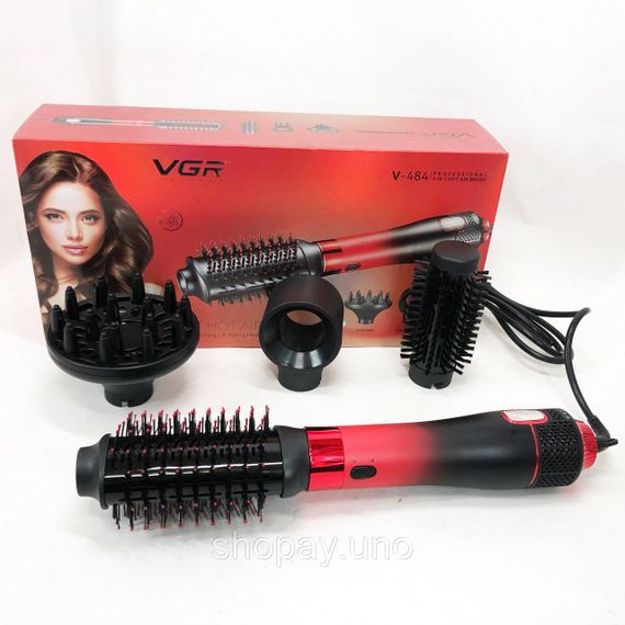 Фен-щетка стайлер VGR V-484 4 в 1. Цвет: красный | Зображення 7