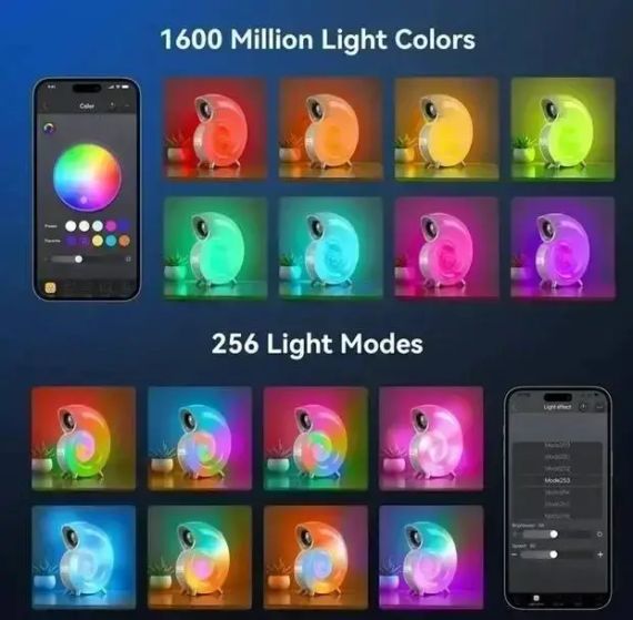 Беспроводная умная колонка ночник Улитка Conch Music Light 4 в 1 портативный RGB светильник с Bluetooth | Зображення 8