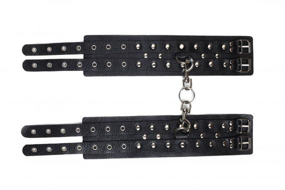 Кайдани на щиколотки Leather Double Fix Leg Cuffs Black Sex Aura | Зображення 2