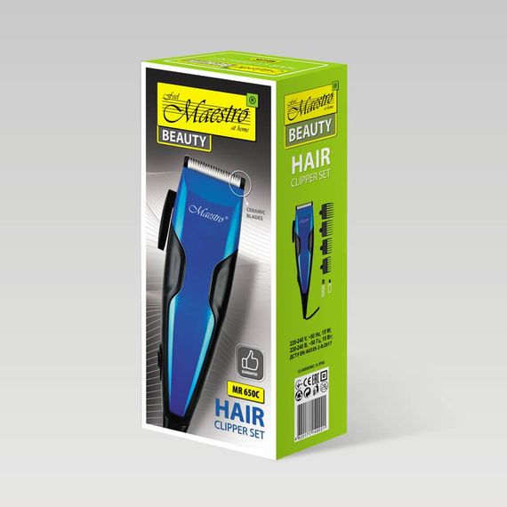 Машинка для стрижки волос Maestro MR-650C-BLUE, проводная, с насадками | Зображення 3