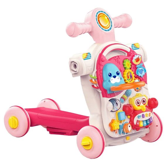 Дитячі ходунки-каталка "Перші кроки 4 в 1" HUANGER HE0827(Pink) музичні | Зображення 1
