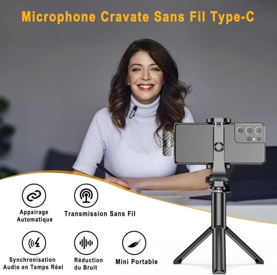 Професійний бездротовий петличний мікрофон для iPhone/Android/камери, бездротовий петличний мікрофон для | Зображення 2