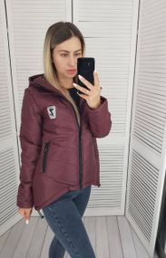 Жіноча демісезонна куртка з емблемою, арт.210/7, бордо
