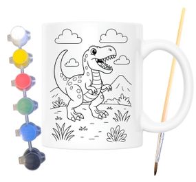 Набір для творчості кружка розмальовка Динозавр Тиранозавр Рекс 330 мл біла (КР0154)