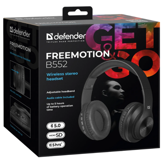 Навушники Defender FreeMotion B552 Bluetooth Black (63552) | Зображення 6