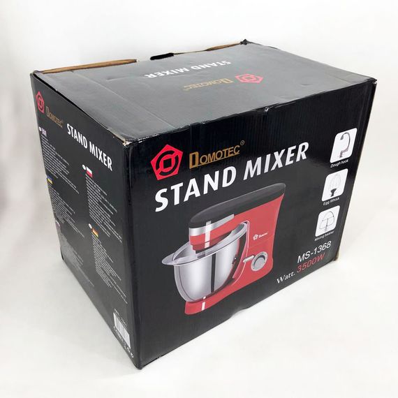 Нержавеющий миксер стационарный Domotec, Планетарный миксер 3 насадки для теста на бисквит JF-83 | Зображення 6
