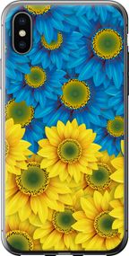 Чехол на iPhone XS Жёлто-голубые цветы "1048u-1583-17620"
