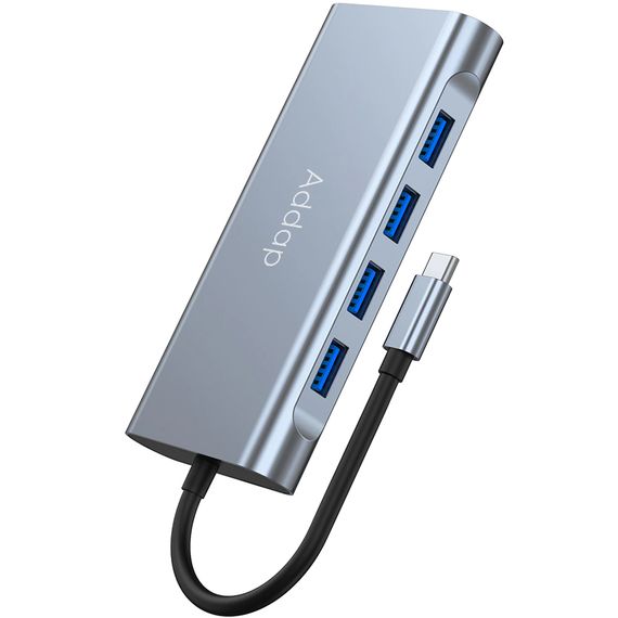11в1 Type-C хаб для ноутбука Addap MH-13, многофункциональный разветвитель: 4 x USB 3.0 + Type-C + HDMI + VGA + Ethernet + SD + MicroSD + 3.5mm | Зображення 2