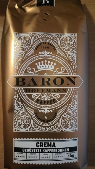 Кофе в зернах Baron Hoffmann Crema, 1кг, Германия, купаж  зерен кофе робусты и арабики средней обжарки