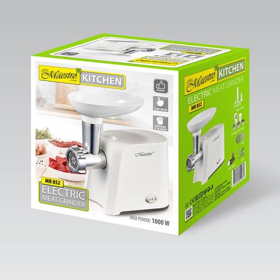 М'ясорубка електрична Maestro MR-852, 1000 Вт, з металевим шнеком і реверсом, для дому та кухні | Зображення 3