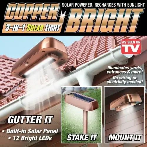 Вуличний настінний ліхтар Copper Bright сонячна батарея 3 в 1 | Зображення 2