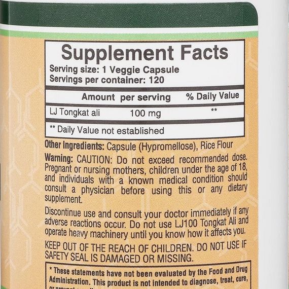 Тестостероновий комплекс Double Wood LJ100 Tongkat Ali Extract 100 mg 120 Caps | Зображення 1