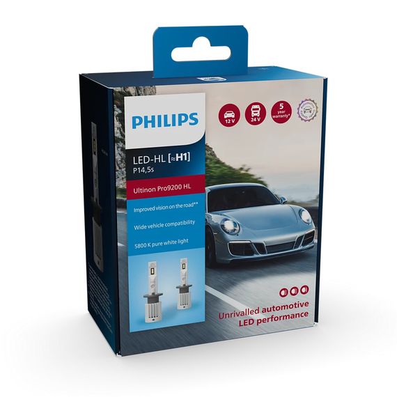 Комплект світлодіодних ламп PHILIPS H1 (P14,5s) 11258U92X2 LED Ultinon Pro9200 +400% 12/24V | Зображення 2