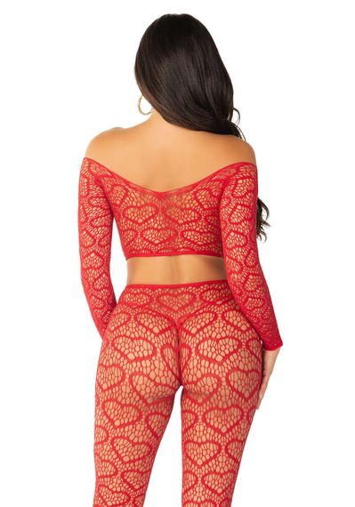 Комплект Leg Avenue Off The Shoulder Top and Footless Tights One Size, Red | Зображення 2