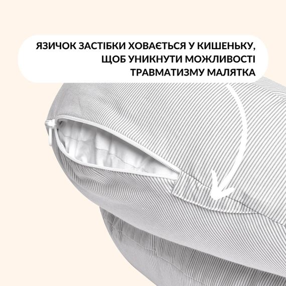 Подушка для кормления Диванчик 60х70х16 см хлопок антиаллергенное волокно полоска серая (8-35409*001) | Зображення 5