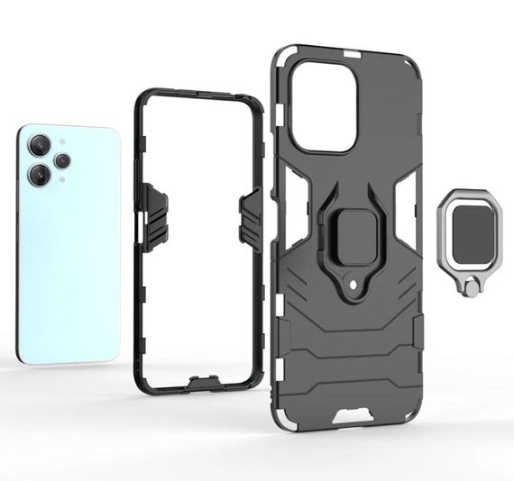 Чехол бампер Primolux Ring Armor для Xiaomi Redmi 12 / Redmi Note 12R / Poco M6 Pro 5G - Black | Зображення 2