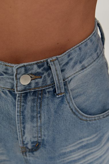 Джинси Palazzo з потертостями - блакитний цвет, L (є розміри) | Зображення 3