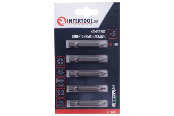 Бита Intertool - PH1 x 50 мм Storm (5 шт.) (VT-0201) | Зображення 2