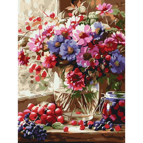 Картина по номерам "Букет и фрукты" Идейка KHO5693 30х40 см
