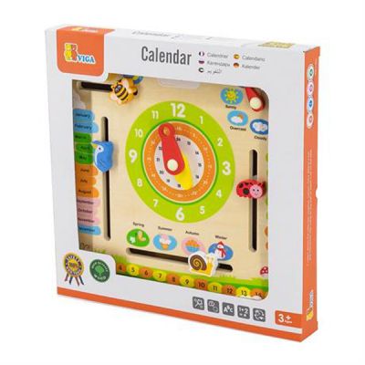 Розвиваюча іграшка Viga Toys дерев&apos;яний календар з годинником, англійською мовою (44538)