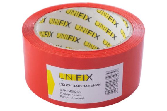 Лента клейкая упаковочная красная 45мм 200 SKR-5400266 UNIFIX | Зображення 1
