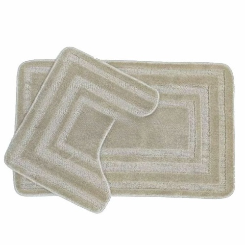 АКЦІЯ Набір килимків для ванної 2шт 40*50см+50*80см Рамка Econom бежевий + Фіранка PEVA Дариана