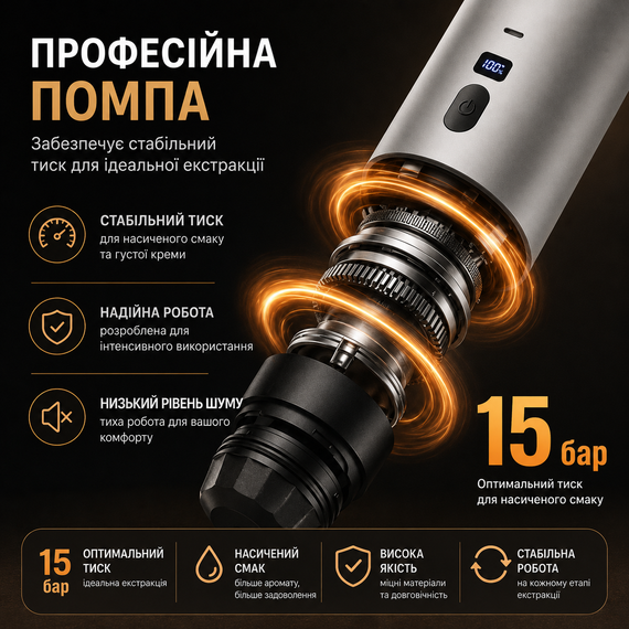 Портативная кофеварка эспрессо с подогревом воды 18 бар аккумуляторная 7800mAh для капсул и молотого кофе Серая | Зображення 8