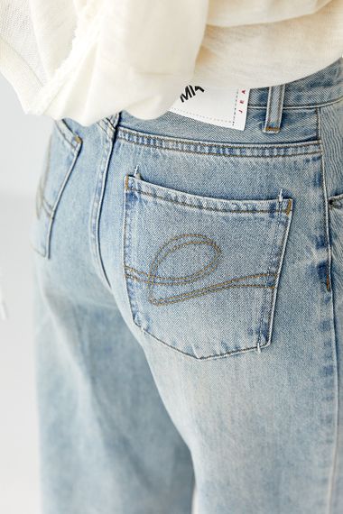 Джинси Wide leg з ефектом бруду - блакитний цвет, S (є розміри) | Зображення 3