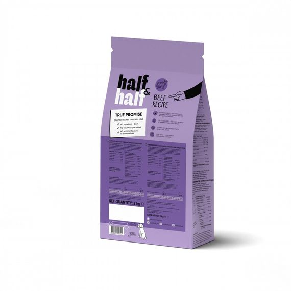 Корм сухий HalfHalf для дорослих собак середніх порід із яловичиною 2 кг | Зображення 1
