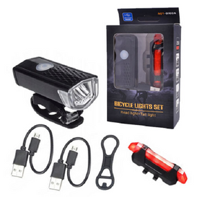 Велосипедний ліхтар з габаритами AQY-0108A-XPE + STOP-5LED, micro USB, вбудований акумулятор DC-2218