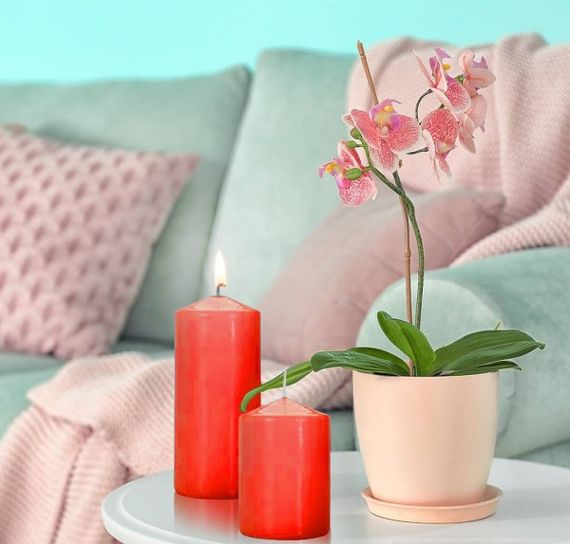 Набір свічок 4 шт. циліндр Bispol AURA Candles Червоні (sw50/4-030) | Зображення 2