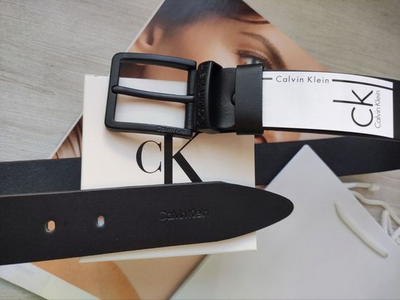 Стильний шкіряний набір Calvin Klein black, сумка месенджер та ремінь | Зображення 4