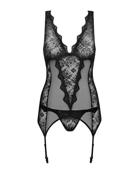 Корсет и стринги Obsessive Emperita corset Черный 2XL/3XL | Зображення 4